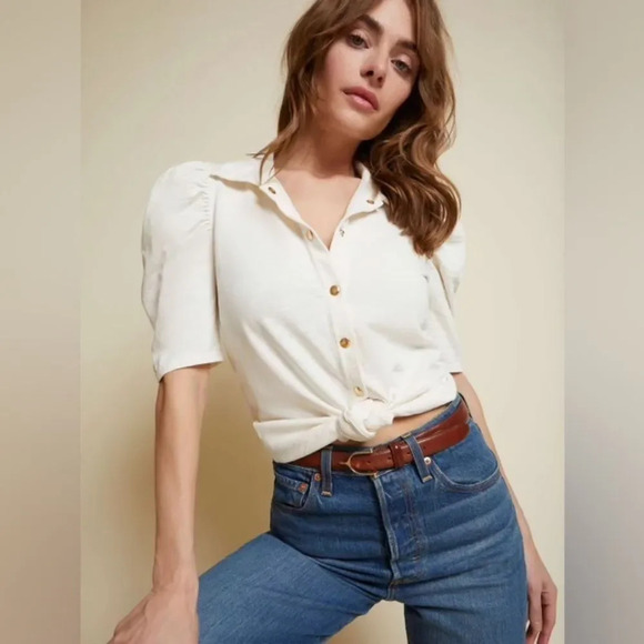 NATION LTD NWOT Ennis Feminine Workshirt in Off White - Picture 3 of 9